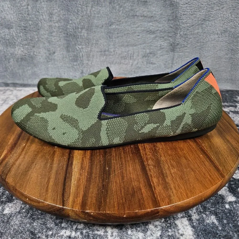 Rothys The Loafer Womens 9 Green Camouflage Slip On Casual Comfort Flats Shoes